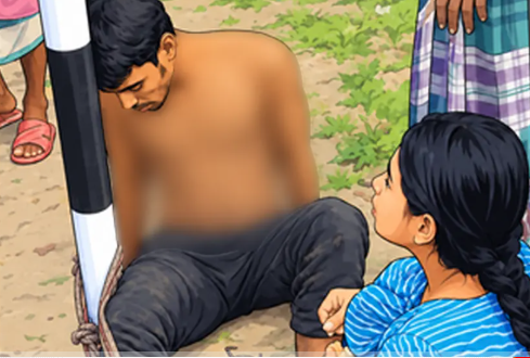 মেয়ের হাতে খাবার, এরপরও বাবাকে মারধরের অভিযোগ